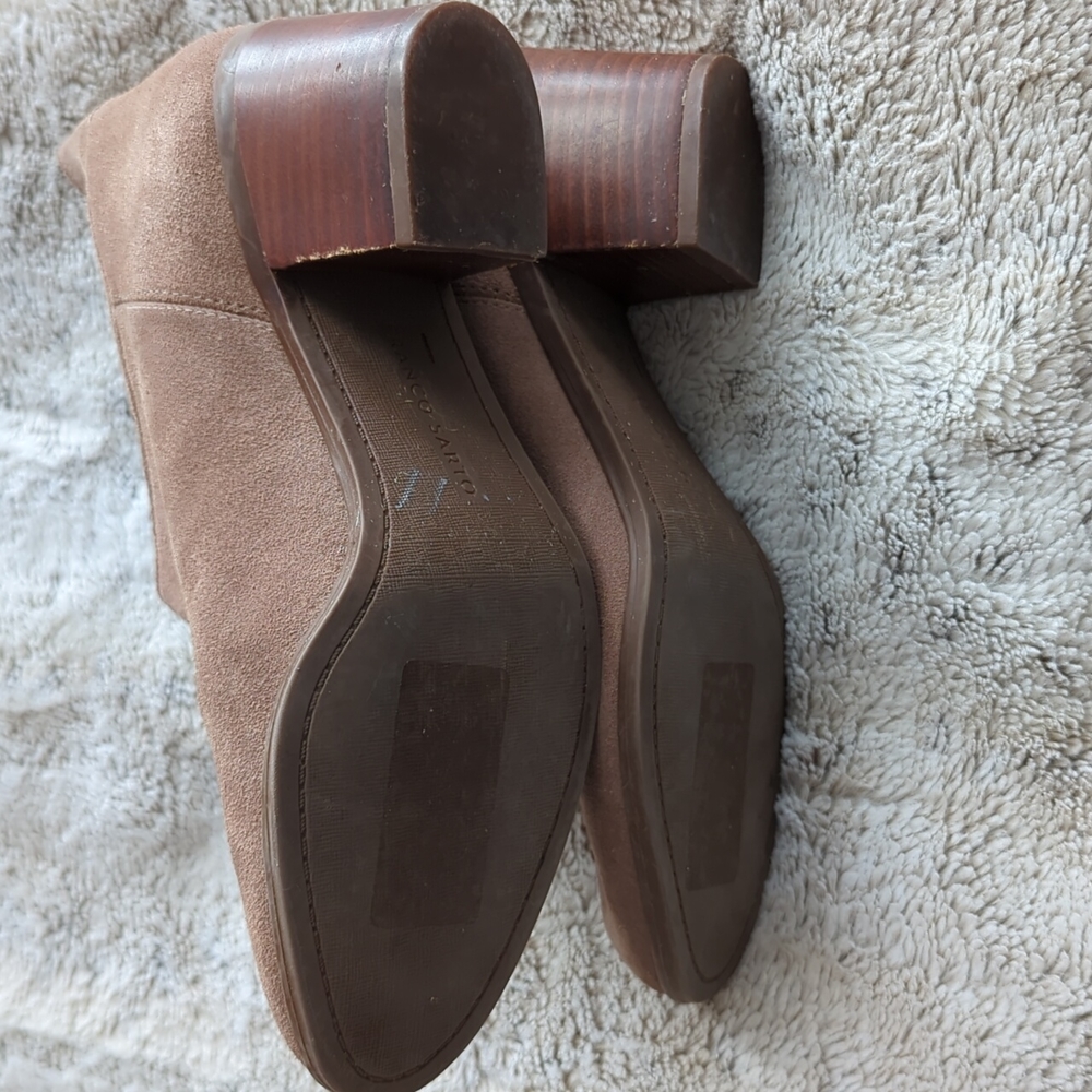 Franco Sarto Brown Suede Buckle Detailing Heeled Ankle Booties Size 8.5 - Picture 8 of 9